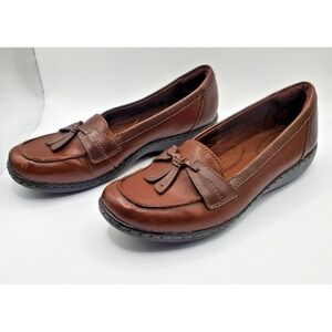Clarks Ashland Bubble Loafer Brown Leather‎ Slip-On Moccasin Women's Siz 7.5M